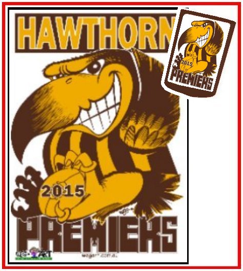 2015 Hawks Prem Poster & Stubby Holder FREE POST IN AUSTRALIA